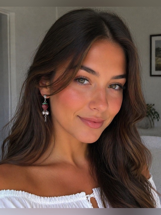 Jewelry - 🍓✨ Adorable Strawberry Pearl Drop Earrings – So Cute & Trendy! ✨🍓